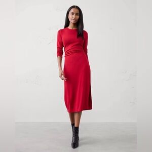 Banana Republic NWT Midi Dress Ruched XSP cozy warm lightweight business office